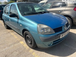 Location: North Woolwich - 2005 RENAULT CLIO EXPRESSION 16V 5 Door Hatchback REG: BF55XSB, Keys: No, MOT Expiry date: 10/12/2025, 1149 Petrol, 5 Speed Manual Petrol, Former Keepers: 5
