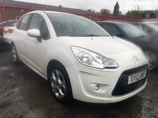 Location: Edinburgh - 2012 CITROEN C3 WHITE 5 Door Hatchback REG: SY12UNF, Keys: No, MOT Expiry date: 24/11/2024, 1360 Petrol, 5 Speed Manual Petrol, Former Keepers: 4