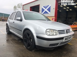 Location: Edinburgh - 2003 VOLKSWAGEN GOLF E 5 Door Hatchback REG: SK03KYZ, Keys: No, MOT Expiry date: 27/10/2025, 1390 Petrol, 5 Speed Manual Petrol, Former Keepers: 7