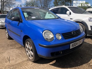 Location: Mitcham - 2004 VOLKSWAGEN POLO E 3 Door Hatchback REG: VO04SYU, Keys: No, MOT Expiry date: 04/04/2025, 1198 Petrol, 5 Speed Manual Petrol, Former Keepers: 11