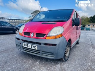Location: Plymouth - 2003 RENAULT TRAFIC SL27 DCI 100 SWB Panel Van REG: WF53ZYR, Keys: No, MOT Expiry date: 13/08/2025, 1870 Diesel, 6 Speed Manual Diesel, Former Keepers: 5