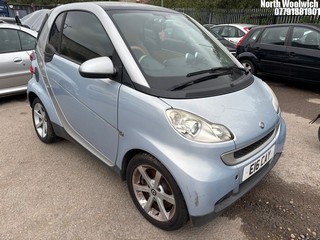 Location: North Woolwich - 2008 SMART FORTWO PASSION 71 AUTO Coupe REG: E16CAY, Keys: No, MOT Expiry date: 04/01/2025, 999 Petrol, 5 Speed Auto Petrol, Former Keepers: 4