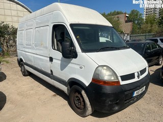 Location: North Woolwich - 2004 RENAULT MASTER LH35 DCI 100 LWB Panel Van REG: H10HWS, Keys: No, MOT Expiry date: 22/09/2023, 2463 Diesel, 5 Speed Manual Diesel, Former Keepers: 3