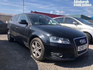 Location: Edinburgh - 2010 AUDI A3 SE TDI 5 Door Hatchback REG: GY10TZD, Keys: No, MOT Expiry date: 18/04/2025, 1595 Diesel, 5 Speed Manual Diesel, Former Keepers: 5