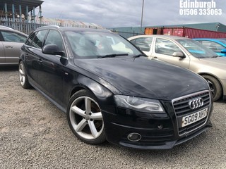 Location: Edinburgh - 2009 AUDI A4 AVANT S LINE TDI Estate REG: SG09XHT, Keys: No, MOT Expiry date: 10/07/2025, 1968 Diesel, 6 Speed Manual Diesel, Former Keepers: 5