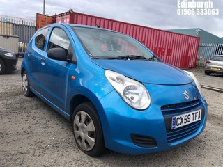 Location: Edinburgh - 2009 SUZUKI ALTO SZ3 5 Door Hatchback REG: CX59TFA, Keys: No, MOT Expiry date: 05/10/2024, 996 Petrol, 5 Speed Manual Petrol, Former Keepers: 5
