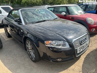 Location: North Woolwich - 2006 AUDI A4 S LINE FSI AUTO Convertible REG: GP06EMJ, Keys: No, MOT Expiry date: 14/08/2024, 3123 Petrol, Variable Speed Auto Petrol, Former Keepers: 4