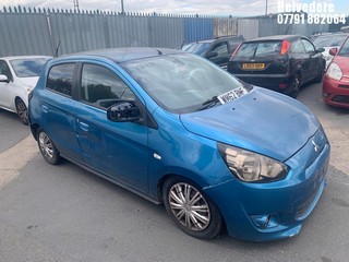 Location: Belvedere - 2013 MITSUBISHI MIRAGE 2 5 Door Hatchback REG: WM62BNF, Keys: No, MOT Expiry date: 17/02/2025, 1193 Petrol, 5 Speed Manual Petrol, Former Keepers: 4