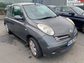 NOTE: ATF Registered Buyers ONLY - Location: BELVEDERE - 2006 NISSAN MICRA SE 3 DOOR HATCHBACK REG: GL55HSG, 1240cc PETROL, 5 SPEED MANUAL PETROL, Former Keepers: 8, Keys: No,
