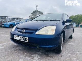 Location: Plymouth - 2002 HONDA CIVIC SE EXECUTIVE 5 Door Hatchback REG: RY02OOG, Keys: No, MOT Expiry date: 25/04/2025, 1590 Petrol, 5 Speed Manual Petrol, Former Keepers: 4