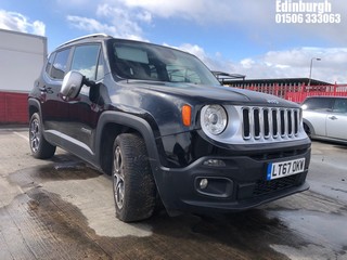 Location: Edinburgh - 2017  JEEP  RENEGADE LIMITED  Estate  REG: LT67OKW, 1368cc Petrol , 6 Speed Manual Petrol , Former Keepers: 0, Keys: Yes, MOT Expiry date: 22/09/2023