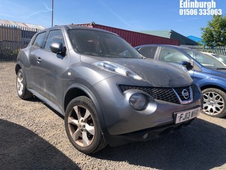Location: Edinburgh - 2013 NISSAN JUKE ACENTA 5 Door Hatchback REG: FJ13WHA, Keys: No, MOT Expiry date: 05/02/2025, 1598 Petrol, 5 Speed Manual Petrol, Former Keepers: 4