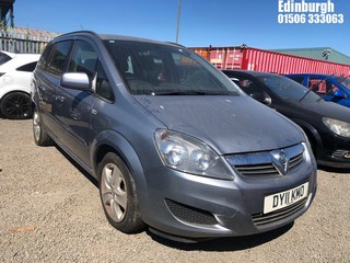 Location: Edinburgh - 2011 VAUXHALL ZAFIRA EXCLUSIV MPV REG: DY11KMO, Keys: No, MOT Expiry date: 16/04/2025, 1796 Petrol, 5 Speed Manual Petrol, Former Keepers: 4
