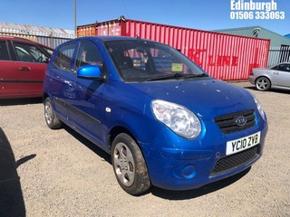 Location: Edinburgh - 2010 KIA PICANTO STRIKE 5 Door Hatchback REG: YC10ZVB, Keys: No, MOT Expiry date: 17/02/2025, 1086 Petrol, 5 Speed Manual Petrol, Former Keepers: 4