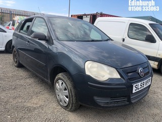 Location: Edinburgh - 2009 VOLKSWAGEN POLO E 60 5 Door Hatchback REG: SL59VFP, Keys: No, MOT Expiry date: 17/09/2024, 1198 Petrol, 5 Speed Manual Petrol, Former Keepers: 7