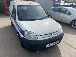 Location: Hull - 2003 CITROEN BERLINGO 600D LX Car Derived Van REG: YE03OTC, Keys: No, MOT Expiry date: 24/11/2024, 1868 Diesel, 5 Speed Manual Diesel, Former Keepers: 2
