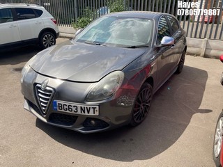 Location: HAYES / HEATHROW - 2013 ALFA ROMEO 	 GIULIETTA SPORTIVA JTDM-2 	 5 DOOR HATCHBACK REG: BG63NVT, 1956cc DIESEL, 6 SPEED MANUAL DIESEL, Former Keepers: 3, Keys: No, MOT: Expiry date02/12/2025