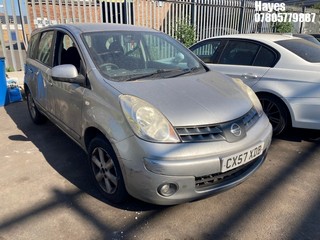 Location:  Hayes - 2007 NISSAN NOTE ACENTA MPV REG: CX57XDB, Keys: No, MOT Expiry date: 02/12/2024, 1386 Petrol, 5 Speed Manual Petrol, Former Keepers: 6