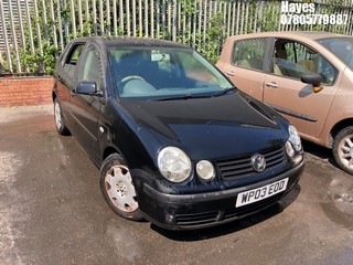 Location:  Hayes - 2003 VOLKSWAGEN POLO S 5 Door Hatchback REG: WP03EOD, Keys: No, MOT Expiry date: 18/10/2024, 1200 Petrol, 5 Speed Manual Petrol, Former Keepers: 6
