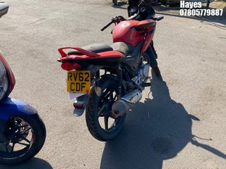 Location:  Hayes - 2012 HONDA CBF 125 M-B Motorcycle REG: RV62CDF, Keys: No, MOT Expiry date: 11/10/2022, 125 Petrol, MANUAL, Former Keepers: 4