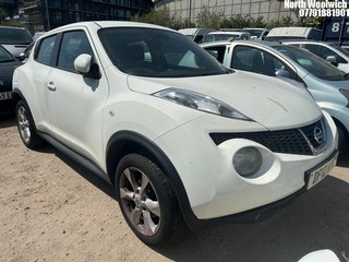 Location: North Woolwich - 2012 NISSAN JUKE ACENTA 5 Door Hatchback REG: DF12KVL, Keys: No, MOT Expiry date: 04/07/2025, 1598 Petrol, 5 Speed Manual Petrol, Former Keepers: 3