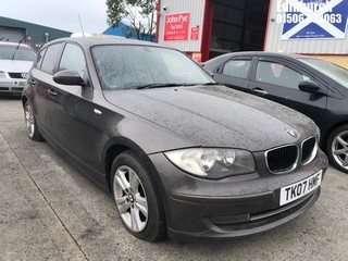 Location: Edinburgh - 2007 BMW 120I SE AUTO 5 Door Hatchback REG: TK07HMF, Keys: No, MOT Expiry date: 17/08/2024, 1995 Petrol, 6 Speed Auto Petrol, Former Keepers: 5