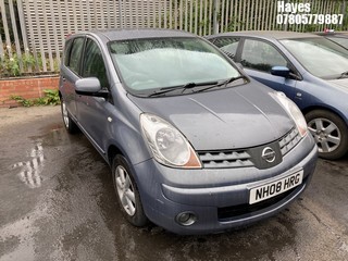 Location:  Hayes - 2008 NISSAN NOTE ACENTA MPV REG: NH08HRG, Keys: No, MOT Expiry date: 06/05/2025, 1386 Petrol, 5 Speed Manual Petrol, Former Keepers: 4