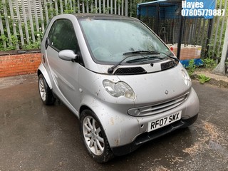 Location:  Hayes - 2007 SMART CITY PASSION 61 AUTO Coupe REG: RF07SWX, Keys: No, MOT Expiry date: 02/10/2025, 698 Petrol, 6 Speed Auto Petrol, Former Keepers: 11