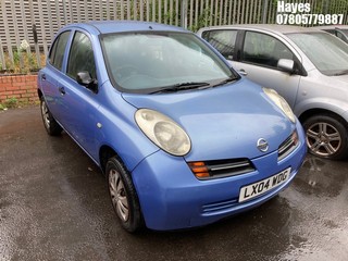 Location:  Hayes - 2004 NISSAN MICRA S 5 Door Hatchback REG: LX04WDG, Keys: No, MOT Expiry date: 16/11/2024, 1240 Petrol, 5 Speed Manual Petrol, Former Keepers: 6