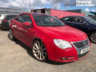 Location: Edinburgh - 2010 VOLKSWAGEN EOS SPORT TDI DSG Convertible REG: FN10WGK, Keys: No, MOT Expiry date:31.10.2024 , 1968 Diesel, 6 Speed Semi Auto Diesel, Former Keepers: 4