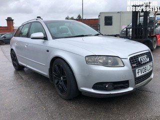 Location: Nottingham - 2008 AUDI A4 AVANT S LINE TDI AUTO Estate REG: FV08LCW, Keys: No, MOT Expiry date: 13/11/2025, 01968 Diesel, Variable 1 Speed Auto Diesel, Former Keepers: 7