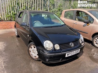 Location:  Hayes - 2003 VOLKSWAGEN POLO S 5 Door Hatchback REG: WP03EOD, Keys: No, MOT Expiry date: 18/10/2024, 1200 Petrol, 5 Speed Manual Petrol, Former Keepers: 6