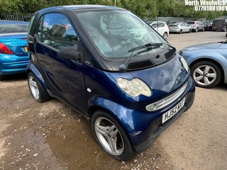 Location: North Woolwich - 2003 SMART CITY PULSE 50 SEMI-AUTO Coupe REG: HJ52WXT, Keys: No, MOT Expiry date: 19/07/2024, 599 Petrol, 6 Speed Semi Auto Petrol, Former Keepers: 11