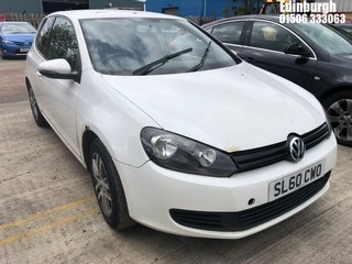 Location: Edinburgh - 2010 VOLKSWAGEN GOLF S 3 Door Hatchback REG: SL60CWO, Keys: No, MOT Expiry date: 20/02/2025, 1390 Petrol, 5 Speed Manual Petrol, Former Keepers: 6