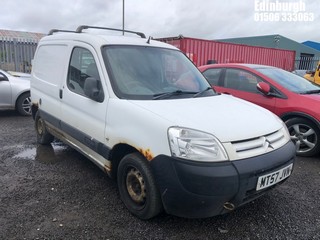 Location: Edinburgh - 2007 CITROEN BERLINGO 600 HDI X 75 Car Derived Van REG: MT57JVN, Keys: No, MOT Expiry date: 23/05/2025, 1598 Diesel, 5 Speed Manual Diesel, Former Keepers: 7