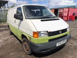 Location: Edinburgh - 2003 VOLKSWAGEN TRANSPORTER TDI SWB Panel Van REG: SY53RYO, Keys: No, MOT Expiry date: 12/12/2024, 02461 Diesel, 5 Speed Manual Diesel, Former Keepers: 4