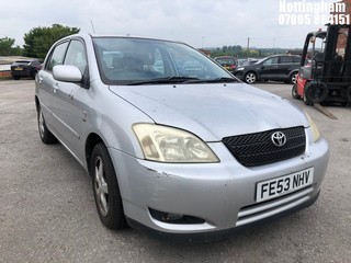 Location: Nottingham - 2003 TOYOTA COROLLA T3 VVTI AUTO 5 Door Hatchback REG: FE53NHV, Keys: No, MOT Expiry date: 02/09/2024, 1598 Petrol, 4 Speed Auto Petrol, Former Keepers: 2