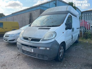 Location: Plymouth - 2004 VAUXHALL VIVARO 2900 DTI LWB Panel Van REG: DS04EHZ, Keys: No, MOT Expiry date: 16/01/2026, 1870 Diesel, 6 Speed Manual Diesel, Former Keepers: 5
