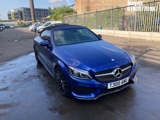 Location: HAYES / HEATHROW - 2017 MERCEDES-BENZ C 220 AMG LINE PREMIUM + 	 CONVERTIBLE REG: T300ANU, 2143cc DIESEL, 9 SPEED AUTO DIESEL, Former Keepers: 5, Keys: No, MOT: Expiry date02/01/2026