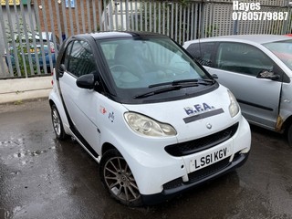Location:  Hayes - 2011 SMART FORTWO PASSION CDI AUTO Coupe REG: LS61KGV, Keys: No, MOT Expiry date: 29/11/2024, 799 Diesel, 5 Speed Auto Diesel, Former Keepers: 7