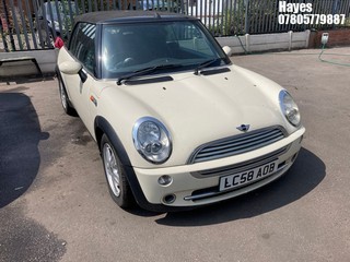 Location:  Hayes - 2008 MINI ONE Convertible REG: LC58AOB, Keys: No, MOT Expiry date: 02/09/2024, 1598 Petrol, 5 Speed Manual Petrol, Former Keepers: 5
