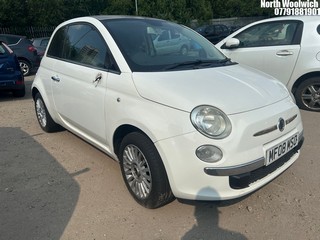 Location: North Woolwich - 2008 FIAT 500 LOUNGE RHD 3 Door Hatchback REG: MF08MSO, Keys: No, MOT Expiry date: 06/12/2025, 1242 Petrol, 5 Speed Manual Petrol, Former Keepers: 7