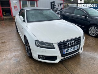 Location: Hull - 2010 AUDI A5 S LINE TFSI CVT Convertible REG: MT10UHD, Keys: No, MOT Expiry date: 12/12/2024, 1984 Petrol, Variable Speed Auto Petrol, Former Keepers: 7