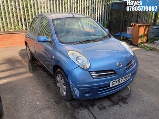 Location:  Hayes - 2007 NISSAN MICRA SPIRITA AUTO 5 Door Hatchback REG: SY07OSO, Keys: No, MOT Expiry date: 13/01/2025, 1386 Petrol, 4 Speed Auto Petrol, Former Keepers: 9