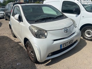 Location: North Woolwich - 2013 TOYOTA IQ2 VVT-I 3 Door Hatchback REG: EX13MSO, Keys: No, MOT Expiry date: 03/04/2024, 998 Petrol, 5 Speed Manual Petrol, Former Keepers: 1