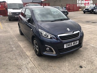 Location: Edinburgh - 2016 PEUGEOT 108 ALLURE S-A 5 Door Hatchback REG: SN66WUH, Keys: No, MOT Expiry date: 21/02/2025, 998 Petrol, 5 Speed Semi Auto Petrol, Former Keepers: 2