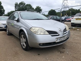 Location: Mitcham - 2003 NISSAN PRIMERA SE 5 Door Hatchback REG: FV03OHZ, Keys: No, MOT Expiry date: 10/10/2024, 1769 Petrol, 5 Speed Manual Petrol, Former Keepers: 9