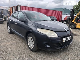 Location: Edinburgh - 2010 RENAULT MEGANE GENERATION VVT 5 Door Hatchback REG: SL60BDX, Keys: No, MOT Expiry date: 24/09/2021, 1598 Petrol, 5 Speed Manual Petrol, Former Keepers: 2