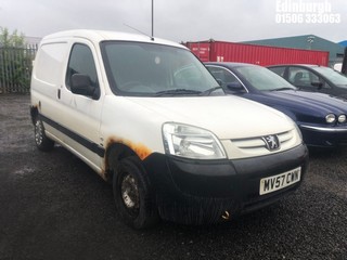 Location: Edinburgh - 2007 PEUGEOT PARTNER L600 Car Derived Van REG: MV57CWN, Keys: No, MOT Expiry date: 07/03/2025, 1560 Diesel, 5 Speed Manual Diesel, Former Keepers: 3