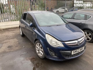 Location:  Hayes - 2012 VAUXHALL CORSA ACTIVE 5 Door Hatchback REG: SM62NMX, Keys: No, MOT Expiry date: 20/10/2025, 1229 Petrol, 5 Speed Manual Petrol, Former Keepers: 5